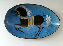 Load image into Gallery viewer, 1960s CHELSEA Studio Pottery (Joyce Morgan) Footed Shallow Bowl. Hand-Painted Horse Design
