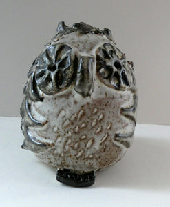 SCOTTISH STUDIO POTTERY. Brutalist Design 1970s Stoneware Figure of a Little Chubby Owl