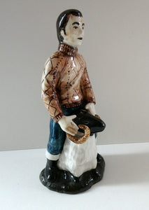 Vintage SCOTTISH STUDIO POTTERY Figurine: Isle of Lewis Shepherd by Coll Pottery