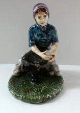 Load image into Gallery viewer, SCOTTISH POTTERY Vintage 1970s Figurine: Isle of Lewis Lady Gathering Wool by Coll Pottery
