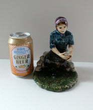 Load image into Gallery viewer, SCOTTISH POTTERY Vintage 1970s Figurine: Isle of Lewis Lady Gathering Wool by Coll Pottery
