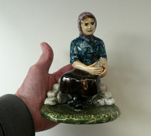 Load image into Gallery viewer, SCOTTISH POTTERY Vintage 1970s Figurine: Isle of Lewis Lady Gathering Wool by Coll Pottery
