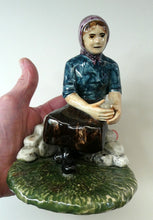 Load image into Gallery viewer, SCOTTISH POTTERY Vintage 1970s Figurine: Isle of Lewis Lady Gathering Wool by Coll Pottery
