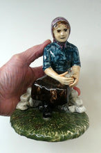 Load image into Gallery viewer, SCOTTISH POTTERY Vintage 1970s Figurine: Isle of Lewis Lady Gathering Wool by Coll Pottery
