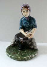 Load image into Gallery viewer, SCOTTISH POTTERY Vintage 1970s Figurine: Isle of Lewis Lady Gathering Wool by Coll Pottery
