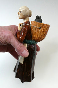 SCOTTISH STUDIO POTTERY Figurine: Vintage 1970s Isle of Lewis Peat Carrier; Coll Pottery
