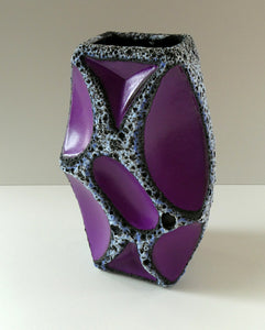 LARGE Vintage 1970s West German Purple Fat Lava Vase: ROTH KERAMIK. 26 cm