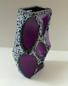 LARGE Vintage 1970s West German Purple Fat Lava Vase: ROTH KERAMIK. 26 cm