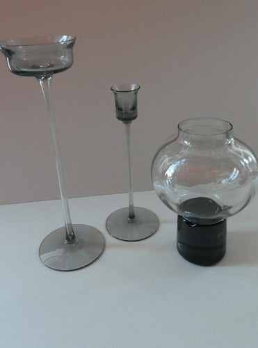 1980s Vintage FRANK THROWER Glass Candle Holders for WEDGWOOD