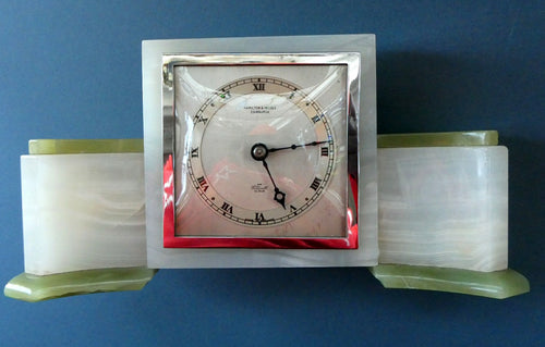 1950s ART DECO STYLE Mantle Clock. Designed by Elliott Clock for Hamilton and Inches, Edinburgh