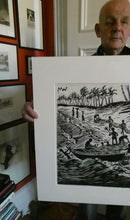 Load image into Gallery viewer, 1960s Linocut by Marie Whitby. Sakumono Beach. Signed and Dated 1963
