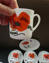 Load image into Gallery viewer, Susie Cooper Six Trios: Cups, Saucers and Sides Plates Cornpoppy Wedgwood
