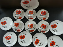 Load image into Gallery viewer, Susie Cooper Six Trios: Cups, Saucers and Sides Plates Cornpoppy Wedgwood
