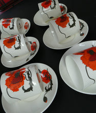 Load image into Gallery viewer, Susie Cooper Six Trios: Cups, Saucers and Sides Plates Cornpoppy Wedgwood
