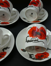 Load image into Gallery viewer, Susie Cooper Six Trios: Cups, Saucers and Sides Plates Cornpoppy Wedgwood
