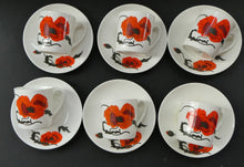 Load image into Gallery viewer, Susie Cooper Six Trios: Cups, Saucers and Sides Plates Cornpoppy Wedgwood
