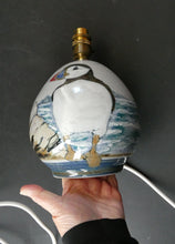 Load image into Gallery viewer, 1990s Scottish Pottery Highland Stoneware Puffin Lamp Hand Painted
