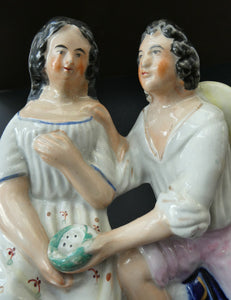 Antique 19th Century Staffordshire Figurine. Couple with a Nest 