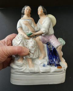 Antique 19th Century Staffordshire Figurine. Couple with a Nest 