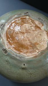 1940s UPCHURCH Large British Studio Art Pottery Bowl in Olive Green and Grey Tones