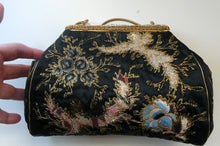 Load image into Gallery viewer,  1930s Art Deco Evening Bag or Purse with Chinese Embroidery. Fancy Clasp with Seed Pearls
