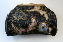 Load image into Gallery viewer,  1930s Art Deco Evening Bag or Purse with Chinese Embroidery. Fancy Clasp with Seed Pearls
