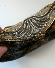 Load image into Gallery viewer,  1930s Art Deco Evening Bag or Purse with Chinese Embroidery. Fancy Clasp with Seed Pearls
