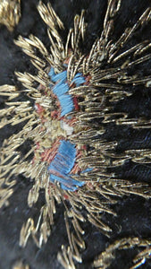  1930s Art Deco Evening Bag or Purse with Chinese Embroidery. Fancy Clasp with Seed Pearls