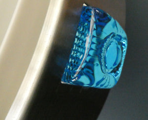 Carl Fagerlund. SWEDISH 1960s Silver Tone Pendant Lampshade with Blue Glass Inclusions and Original Diffuser Below