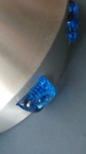 Load image into Gallery viewer, Carl Fagerlund. SWEDISH 1960s Silver Tone Pendant Lampshade with Blue Glass Inclusions and Original Diffuser Below
