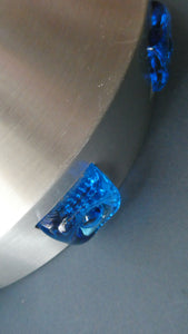 Carl Fagerlund. SWEDISH 1960s Silver Tone Pendant Lampshade with Blue Glass Inclusions and Original Diffuser Below