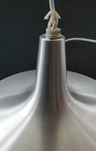 Load image into Gallery viewer, Carl Fagerlund. SWEDISH 1960s Silver Tone Pendant Lampshade with Blue Glass Inclusions and Original Diffuser Below
