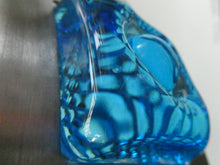 Load image into Gallery viewer, Carl Fagerlund. SWEDISH 1960s Silver Tone Pendant Lampshade with Blue Glass Inclusions and Original Diffuser Below
