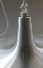 Load image into Gallery viewer, Carl Fagerlund. SWEDISH 1960s Silver Tone Pendant Lampshade with Blue Glass Inclusions and Original Diffuser Below
