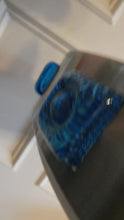 Load image into Gallery viewer, Carl Fagerlund. SWEDISH 1960s Silver Tone Pendant Lampshade with Blue Glass Inclusions and Original Diffuser Below
