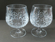 Load image into Gallery viewer, Matching PAIR of Cut Crystal Brandy Glasses. Height 4 1/4 inches 
