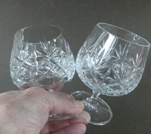 Load image into Gallery viewer, Matching PAIR of Cut Crystal Brandy Glasses. Height 4 1/4 inches 
