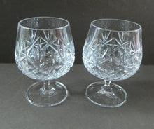 Load image into Gallery viewer, Matching PAIR of Cut Crystal Brandy Glasses. Height 4 1/4 inches 
