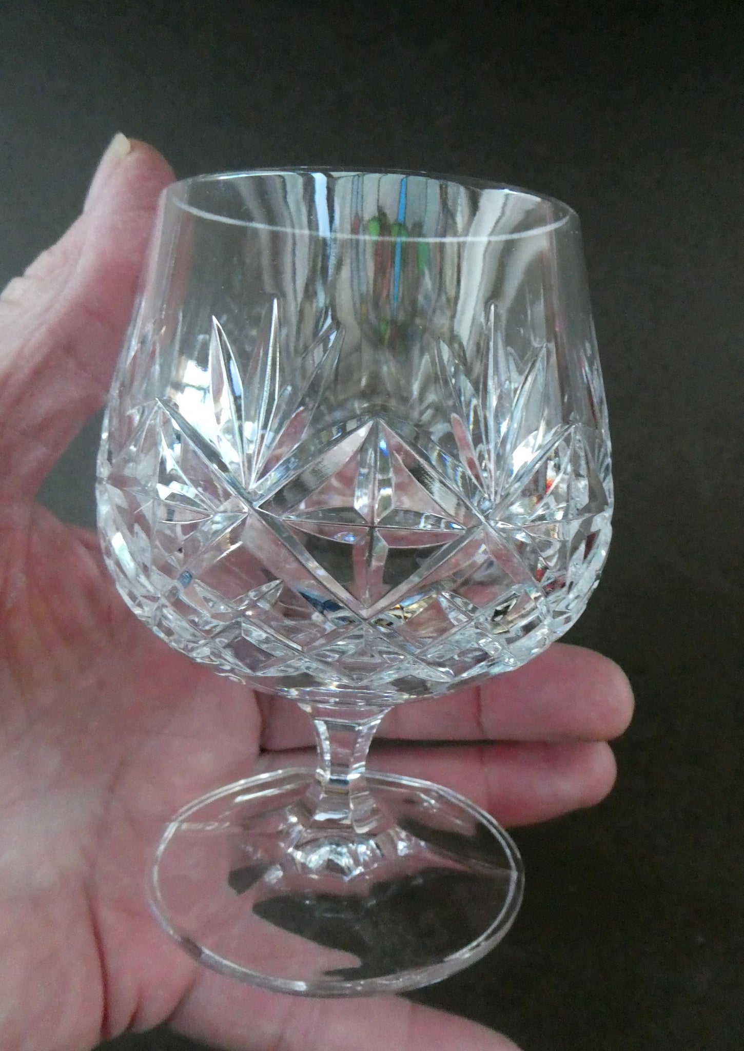 Set of SIX Matching Cut Crystal Brandy Glasses. Height 4 1/4