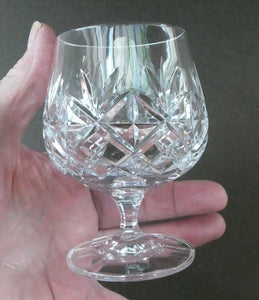 Set of SIX Matching Cut Crystal Brandy Glasses. Height 4 1/4 inches