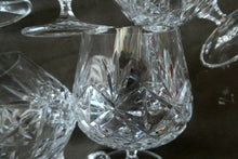 Load image into Gallery viewer, Set of SIX Matching Cut Crystal Brandy Glasses. Height 4 1/4 inches
