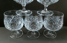 Load image into Gallery viewer, Set of SIX Matching Cut Crystal Brandy Glasses. Height 4 1/4 inches
