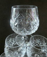 Load image into Gallery viewer, Set of SIX Matching Cut Crystal Brandy Glasses. Height 4 1/4 inches
