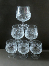 Load image into Gallery viewer, Set of SIX Matching Cut Crystal Brandy Glasses. Height 4 1/4 inches
