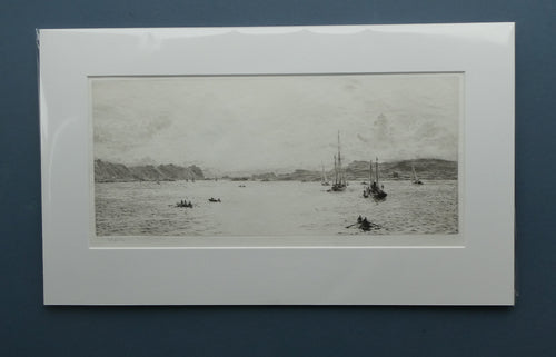 ORIGINAL ETCHING: William Lionel Wyllie (1851 – 1931)  THE OBAN REGATTA. Pencil Signed (1921)