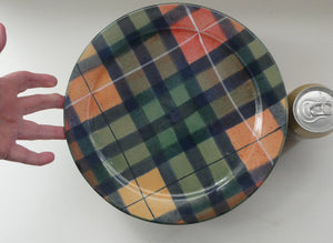 SCOTTISH POTTERY. Vintage Tain Pottery DINNER PLATE. Heavy Duty Stoneware Pottery with Hand Painted Buchanan Tartan Pattern. 6 AVAILABLE