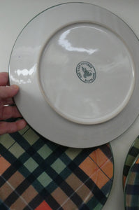 SCOTTISH POTTERY. Vintage Tain Pottery DINNER PLATE. Heavy Duty Stoneware Pottery with Hand Painted Buchanan Tartan Pattern. 6 AVAILABLE