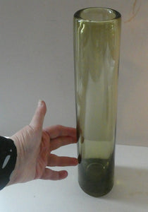 Per Lutken for Holmegaard. Olive-Grey Tubular Chimney Vase. Signed and dated 1960