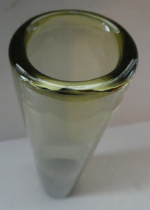 Per Lutken for Holmegaard. Olive-Grey Tubular Chimney Vase. Signed and dated 1960