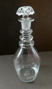ANTIQUE GEORGIAN (1830s) Hand-Blown Hooped Neck Decanter with Original Stopper